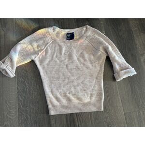 Vtg American Eagle Outfitters Beige Loose Fit Knit Sweater Women's Sz XS